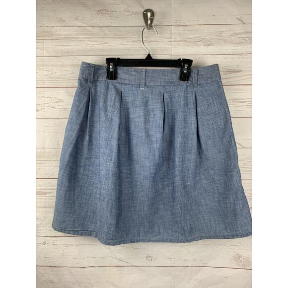 GAP 1969 Skirt Womens size 2 TALL Blue Soft Chambray Pockets Pleated - Picture 2 of 7